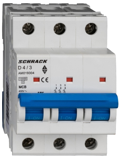 Автоматичний вимикач Schrack AM019304 10кА 4А 3P х-ка D - 1