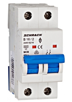 Автоматичний вимикач 16А 2P 6кА х-ка B, Schrack - 1