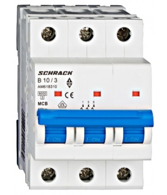 Автомат защиты сети 10А 3P 6кА х-ка B, Schrack - 1