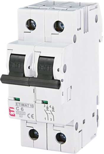 Автоматичний вимикач ETI 002133712 ETIMAT 10 2p C 6А (10 kA) - 1