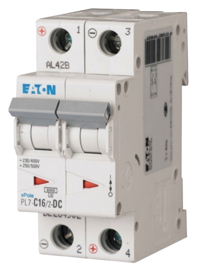 Автоматический выключатель Eaton PL7-C16/2-DC 500В DC 16А C - 1