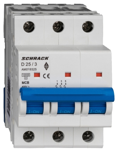 Автоматичний вимикач Schrack AM019325 10кА 25А 3P х-ка D - 1
