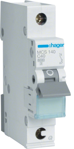 Автоматичний вимикач Hager MCS140 QC 6кА C 40A 1P - 1