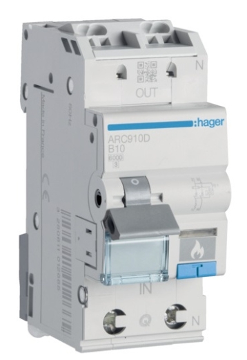 Автоматический выключатель Hager ARC910D с дуговой защитой AFDD 6кА B 10A 1P+N - 1