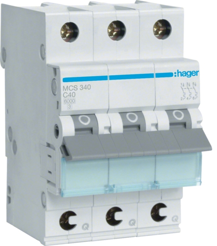 Автоматический выключатель Hager MCS340 QC 6кА C 40A 3P - 1