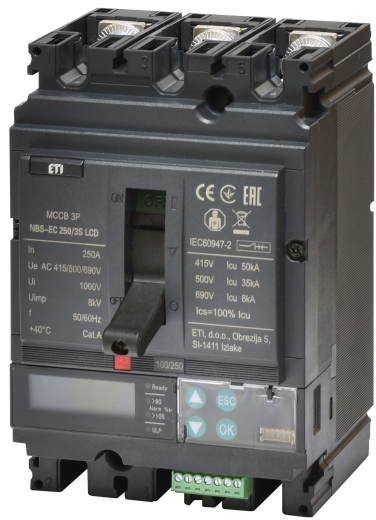 Автоматичний вимикач ETI NBS-EC 250/3S LCD 250A 50кА 3P (4673091) - 1