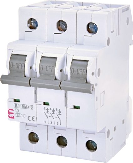 Автоматичний вимикач ETI 002164518 ETIMAT 6 3p D 25A (6kA) - 1
