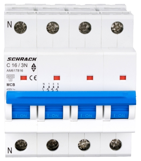 Автоматичний вимикач Schrack AM617816 6кА 16А 3P+N C - 1