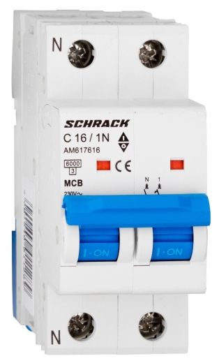 Автоматичний вимикач Schrack AM617616 6кА 16А 1P+N C - 1