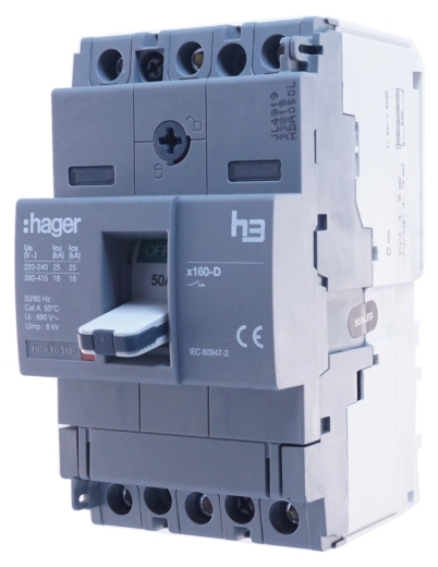 Автомат електроживлення Hager x160, In=50А, 3п, 18kA - 4