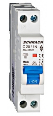 Електро-автомат 20А 1P+N 4,5кА х-ка С, Schrack - 1