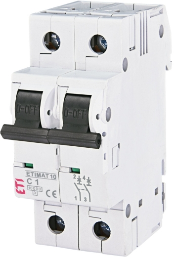 Автоматичний вимикач ETI 002133704 ETIMAT 10 2p C 1А (10 kA) - 1