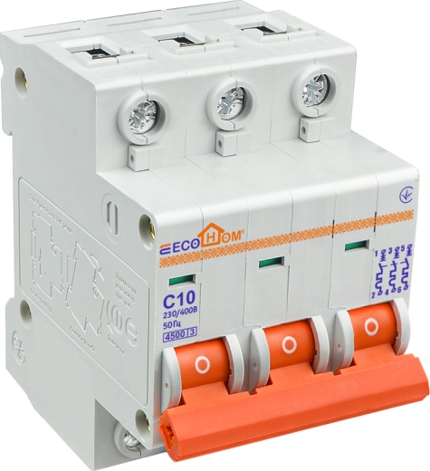 Автоматичний вимикач ECOHOME ECO 3p 10A С (ECO010030002) - 2