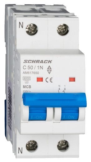 Автоматичний вимикач Schrack AM617650 6кА 50А 1P+N C - 1