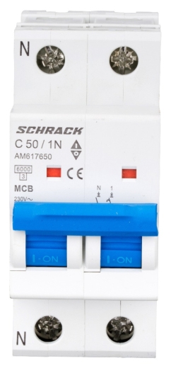 Автоматичний вимикач Schrack AM617650 6кА 50А 1P+N C - 2