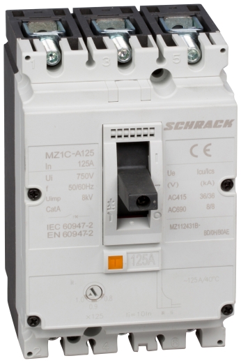 Автоматический выключатель в литом корпусе А типа Schrack MZ112431B 36кА 125А 3P - 1