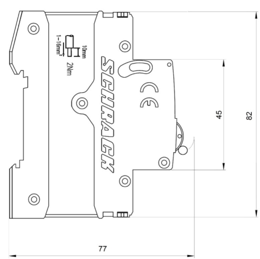 Автоматичний вимикач Schrack AM418516 4,5кА 16А 1P+N х-ка B - 7