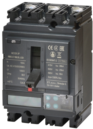Автоматичний вимикач ETI NBS-E 100/3L LCD 100A 36кА 3P (4673047) - 1
