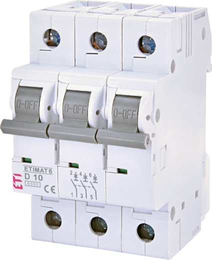 Автоматичний вимикач ETI 002164514 ETIMAT 6 3p D 10A (6kA) - 1