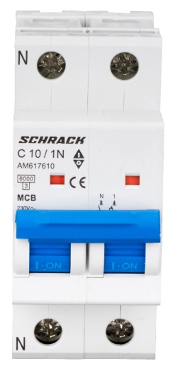 Автоматичний вимикач Schrack AM617610 6кА 10А 1P+N C - 2