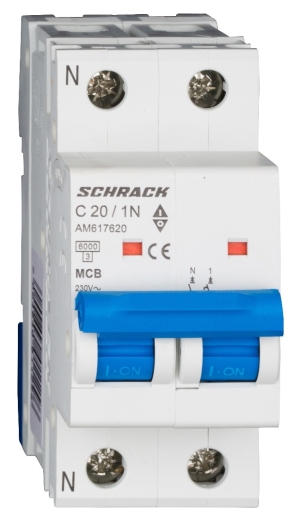 Автоматичний вимикач Schrack AM617620 6кА 20А 1P+N C - 1
