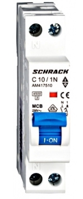 Автомат выключатель 10А 1P+N 4,5кА х-ка С, Schrack - 1