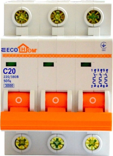 Автоматичний вимикач ECOHOME ECO 3p С 20A - 2