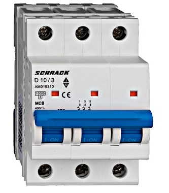 Автоматический выключатель Schrack AM019310 10кА 10А 3P х-ка D - 1