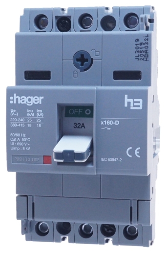 Електро-автомат Hager x160, In=32А, 3п, 18kA - 5