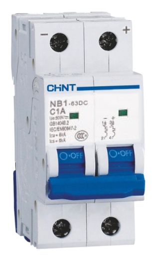 Модульный автоматический выключатель Chint NB1-63DC 2P C4A DC 500В 6кА (182716) - 1