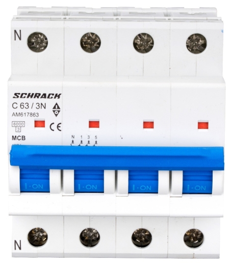 Автоматичний вимикач Schrack AM617863 6кА 63А 3P+N C - 1