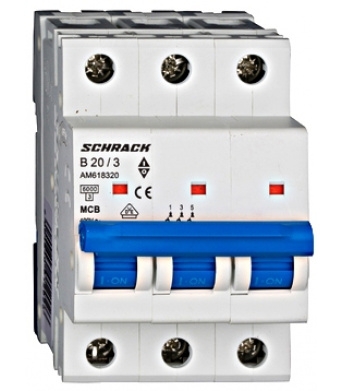 Автоматический выключатель 20А 3P 6кА х-ка B, Schrack - 1