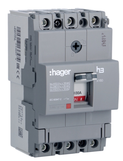 Автомат Hager x160, In=100А, 3п, 18kA - 1