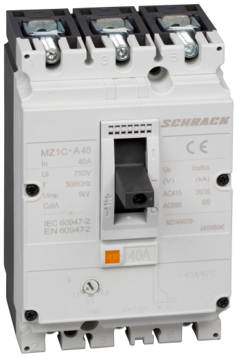 Автоматичний вимикач в литому корпусі типу Schrack MZ140431B 36кА 40А 3P - 1