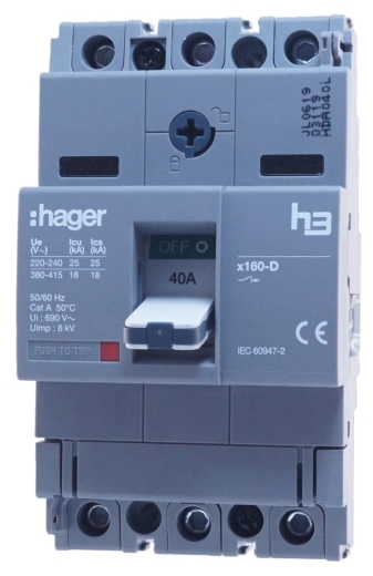 Автоматический выключатель Hager x160, In=40А, 3п, 18kA - 2