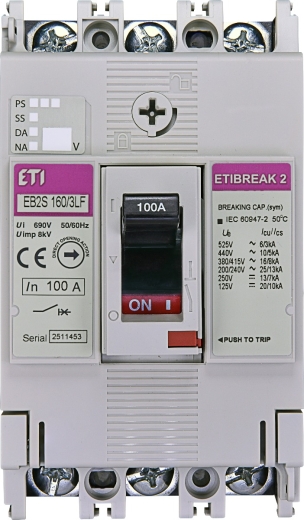 Автоматический выключатель ETI 004671809 EB2S 160/3LF 100А 3P (16kA фиксированные настройки) - 1