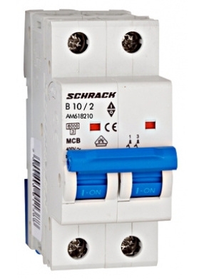 Автоматический выключатель 10А 2P 6кА х-ка B, Schrack - 1