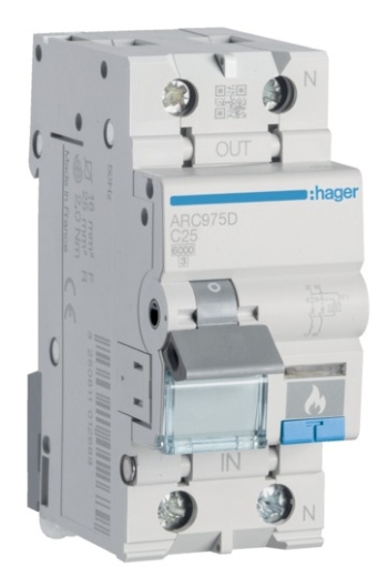 Автоматический выключатель Hager ARC975D с дуговой защитой AFDD 6кА C 25A 1P+N - 1
