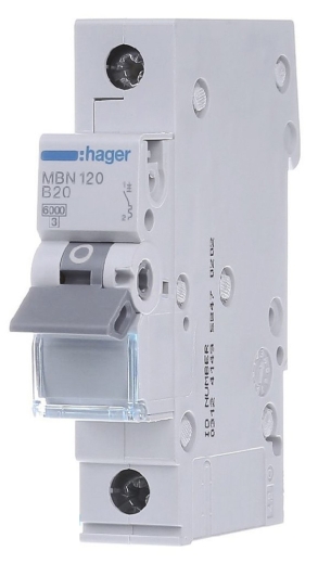 Автоматический выключатель Hager MBN120 6кА B 20A 1P - 1