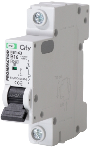 Автоматичний вимикач Promfactor CITY FB1-63 1P B 16A 6кА (FB1CIB1016) - 1