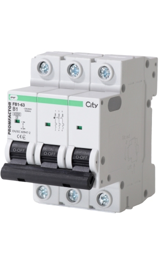 Автомат вимикач Promfactor CITY FB1-63 3P B 1A 6кА (FB1CIB3001) - 1