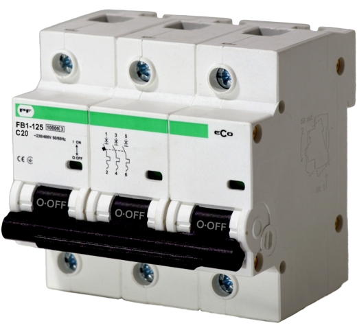 Автоматичний вимикач Promfactor ECO FB1-125 3P C 20A 10кА (FB1C30020) - 1