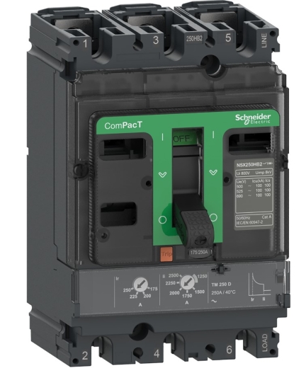 Автоматичний вимикач Schneider Electric C25F3TM250 3P3D 36кА 250А з розчіплювачем TMD AC - 1