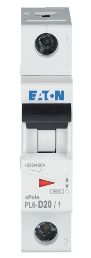 Автоматический выключатель Eaton PL6-D20/1 6кА 20A - 2