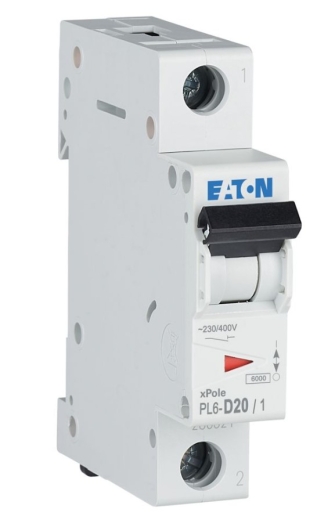 Автоматический выключатель Eaton PL6-D20/1 6кА 20A - 3