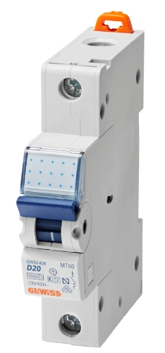 Автоматический выключатель GEWISS 1P D 20А 6кА (GW92408) - 1