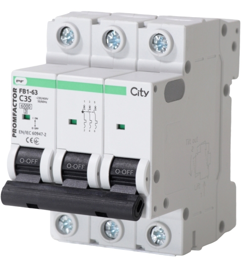 Автомат защиты сети Promfactor CITY FB1-63 3P C 35A 6кА (FB1CI3035) - 1