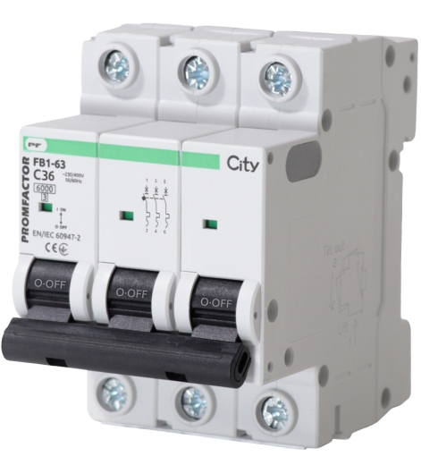 Автомат защиты сети Promfactor CITY FB1-63 3P C 36A 6кА (FB1CI3036) - 1