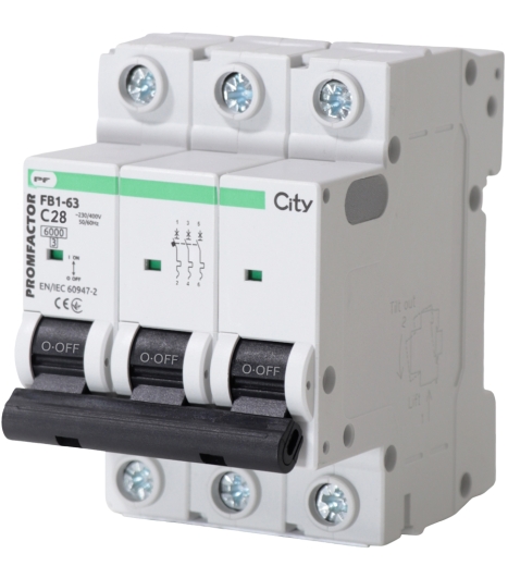 Автомат защиты сети Promfactor CITY FB1-63 3P C 28A 6кА (FB1CI3028) - 1