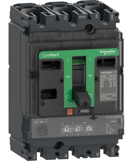 Автоматичний вимикач Schneider Electric C25N32D250 COMPACT NSX250F 50kA 3P3D 250A з розчіплювачем Micrologic 2.2 - 1
